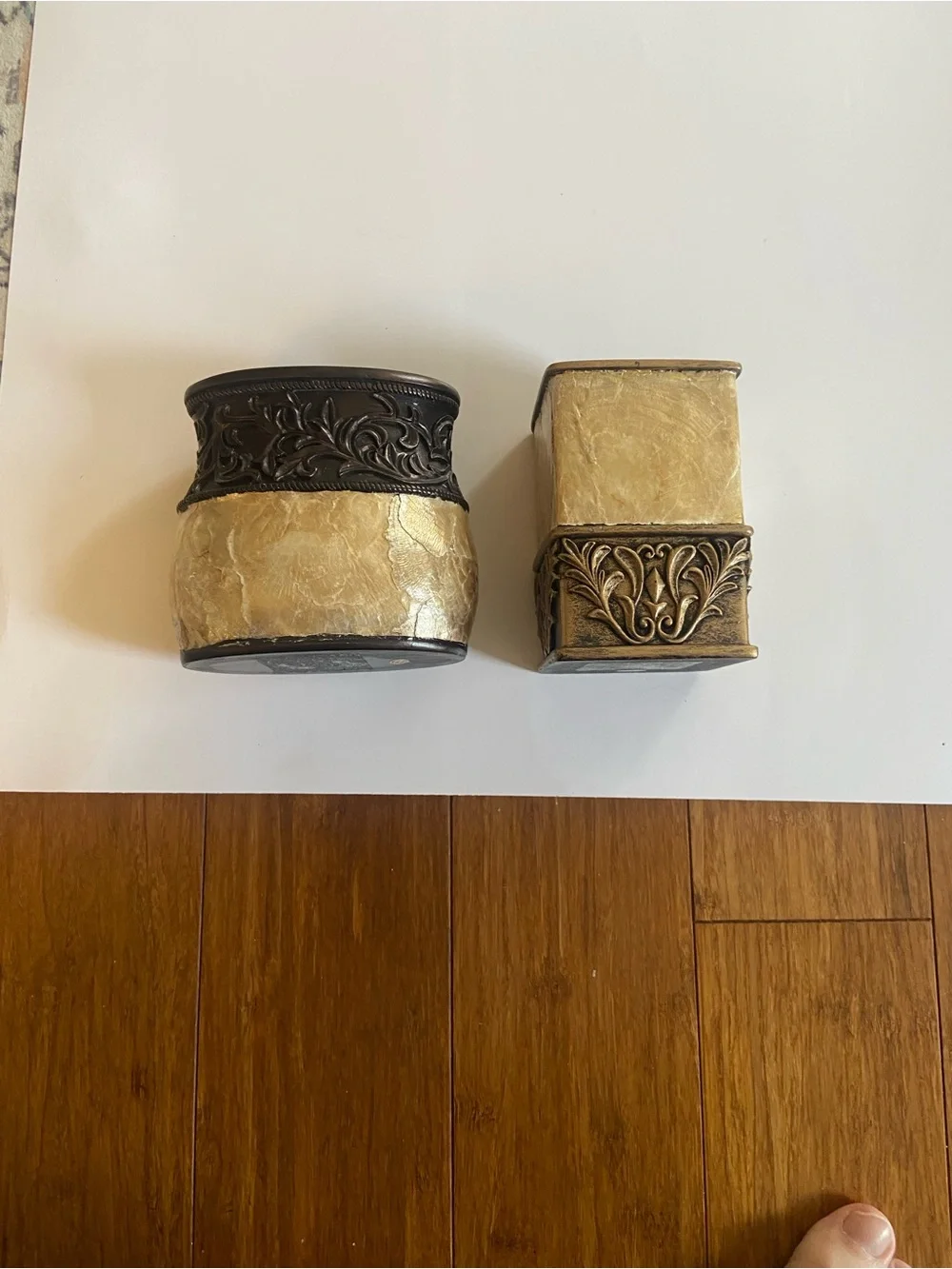 Ornate Gold-Tone Decorative Bathroom Fixtures , Set of 2